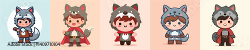 vector boy wearing wolf costume