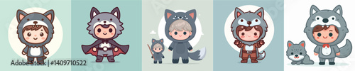 vector boy wearing wolf costume
