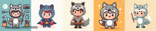 vector boy wearing wolf costume