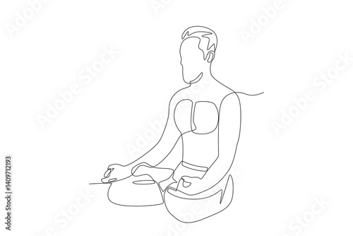 A man meditating. Meditation concept one-line drawing