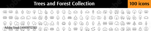 Forest, Trees, Parks Simple Isolated Line Icons Collection. Editable Stroke. Perfect for Web Sites, Books, Cards, Apps