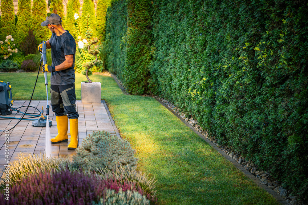 Gardener Maintaining an Outdoor Space With Greenery During Afternoon