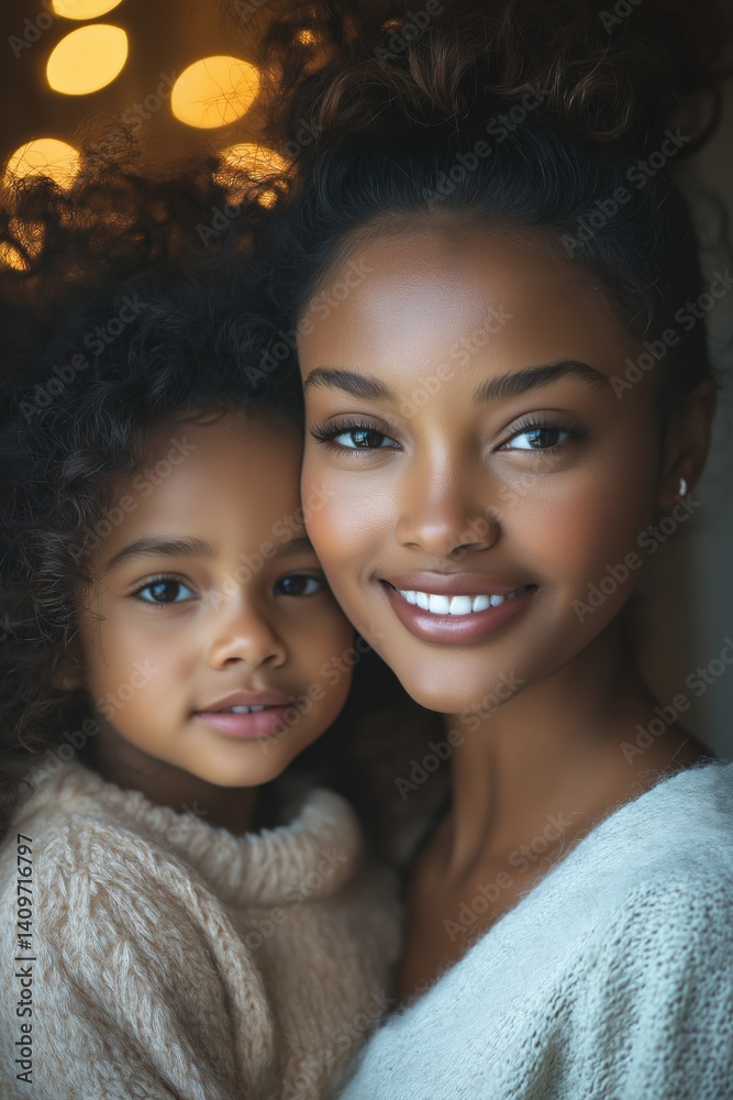 Happy mother embracing her daughter with warm smiles