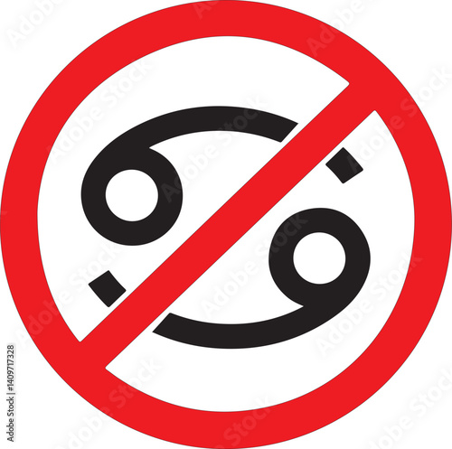 no, ban, stop Cancer zodiac symbol vector, circle hand painted horoscope sign. Astrological icon isolated. Cancer astrology zodiac sign clip art on white background.