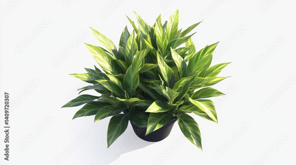 Fototapeta premium Variegated Plant in Pot, Isolated on White Background, Houseplant, foliage