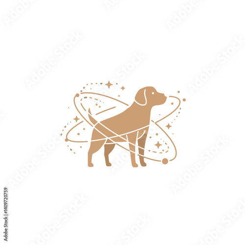 Golden Dog in the Cosmos A Modern Pet Logo
