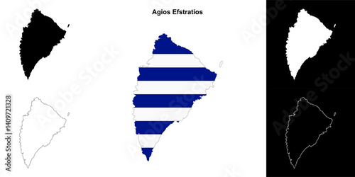 Agios Efstratios blank outline map set