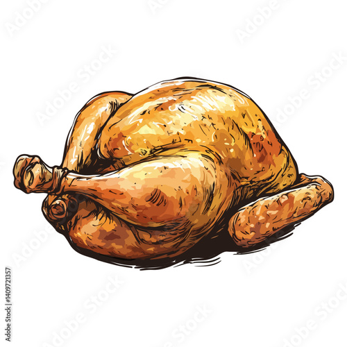 Roast chicken, food, vector, transparent background