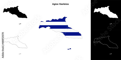 Agios Vasileios blank outline map set