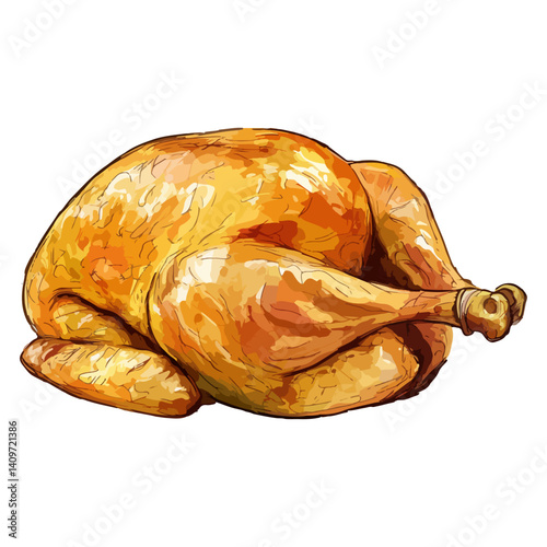 Roast chicken, food, vector, transparent background