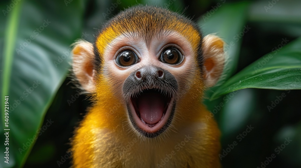 Adorable baby monkey with open mouth Adorable baby monkey with open mouth