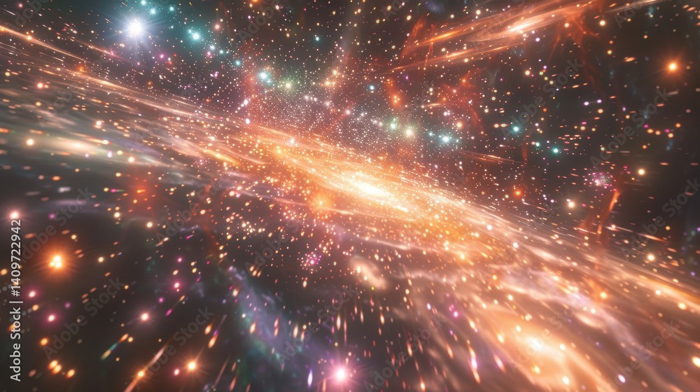 Fototapeta premium Cosmic Nebula with Sparkling Stars and Glowing Gas