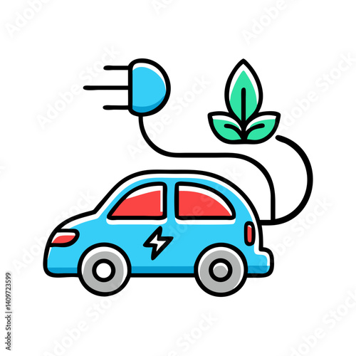 Electric car with leaf – eco transport and innovation 