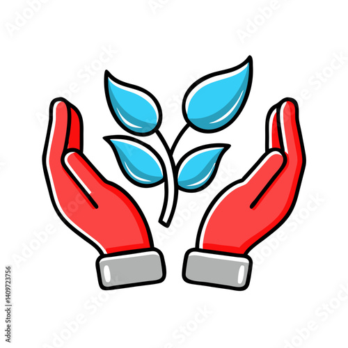 Hands with leaves – nature protection and ecology 