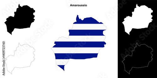 Amaroussio blank outline map set