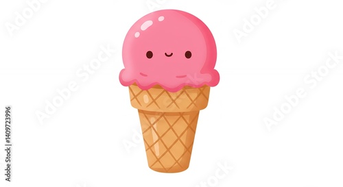 Cute cartoon pink ice cream