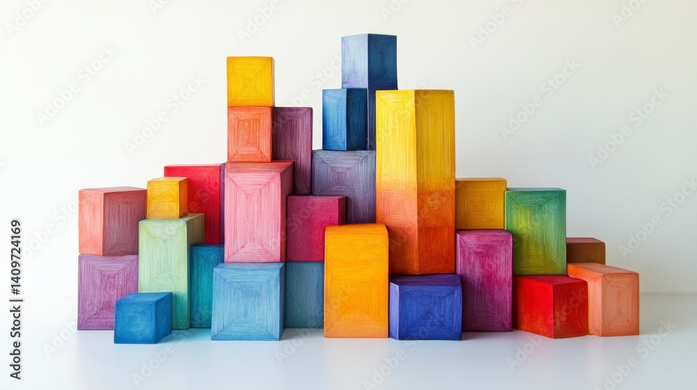 Colorful Wooden Blocks Arranged in Creative Abstract Design Colorful Wooden Blocks Arranged in Creative Abstract Design