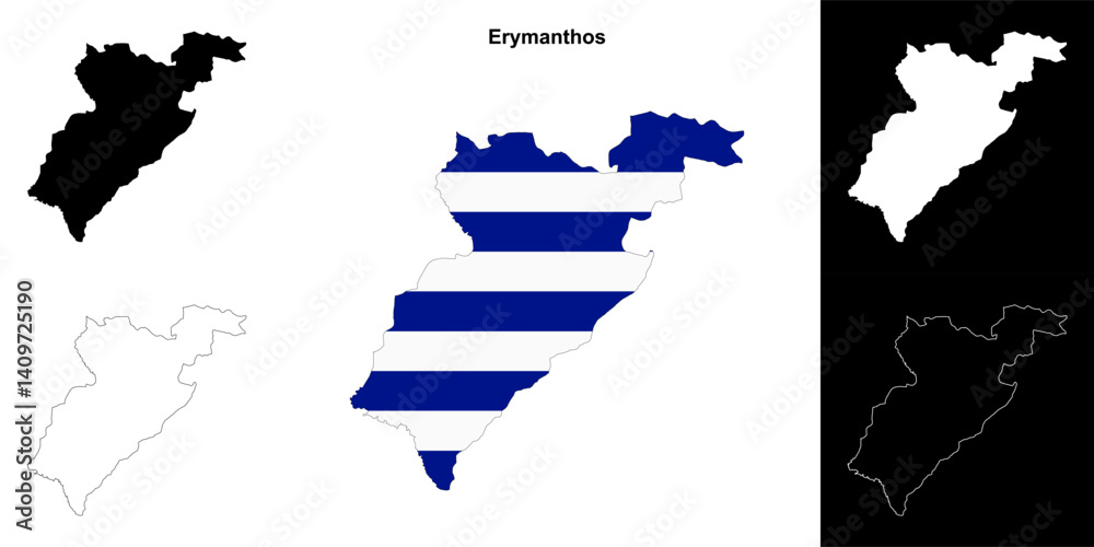 Fototapeta premium Erymanthos blank outline map set