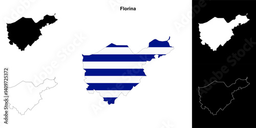 Florina blank outline map set