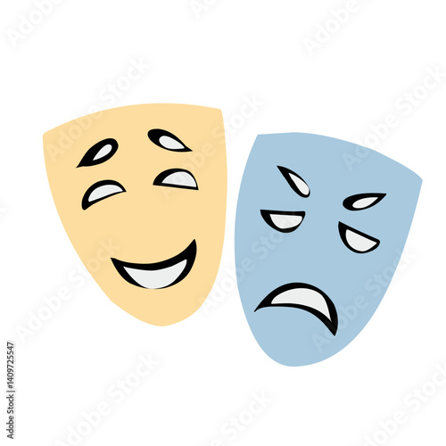 Theater drama comedy mask vector icon, actor acting logo