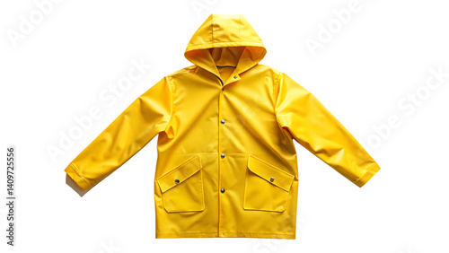 Yellow raincoat isolated on white background