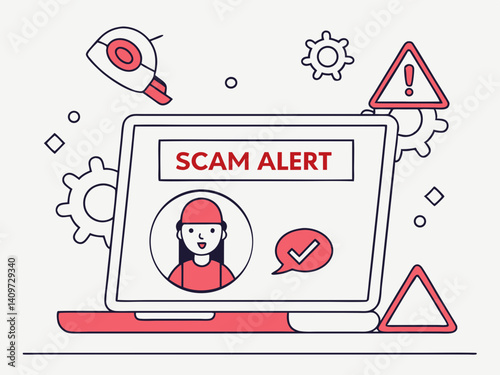 Fake Pop-Up Warning – Laptop Screen Scam Alert Vector