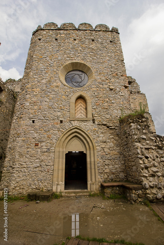 ancient 12th century Beckov Castle in Slovakia. The courtyard of a ruined medieval castle.