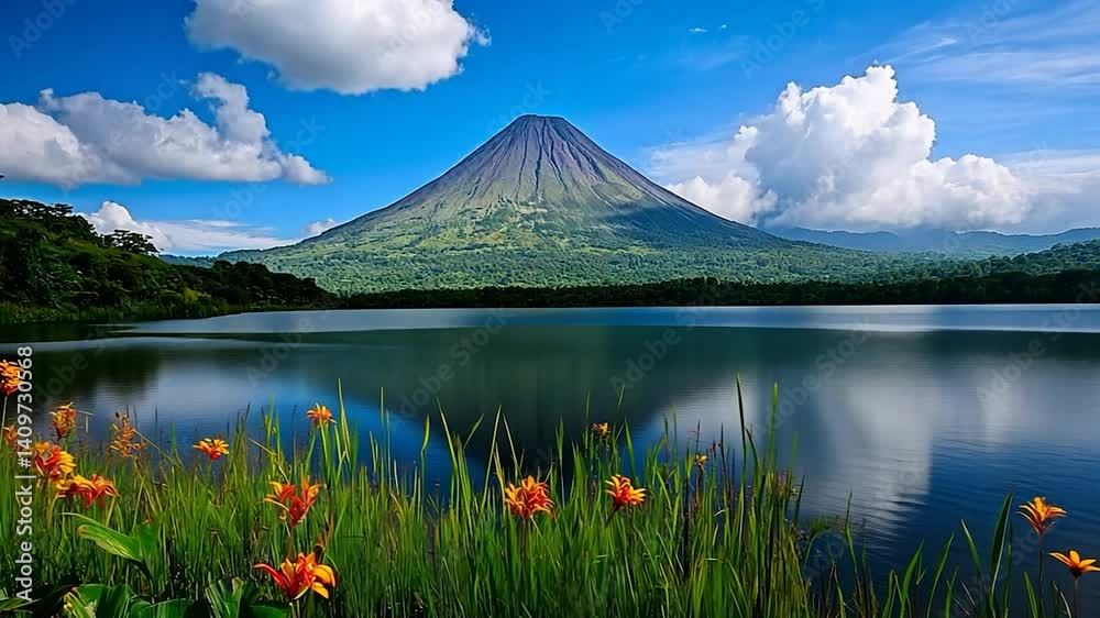Mountain lake scenery tranquil nature landscape