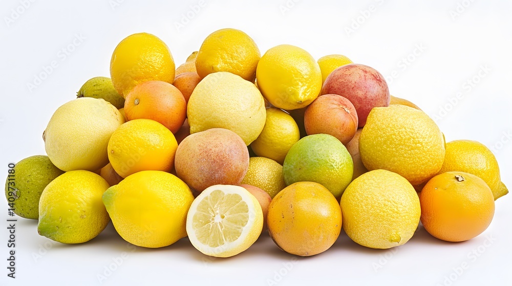 Citrus fruits pile with white background. Citrus fruits pile with white background.