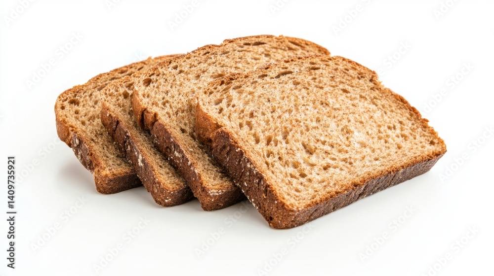 Freshly Sliced Whole Grain Bread on a White Background Freshly Sliced Whole Grain Bread on a White Background