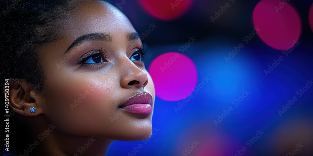 A woman with dark hair and a dark skin tone is looking at the camera