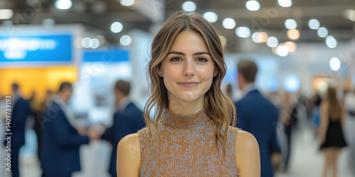 A woman is smiling and holding a camera
