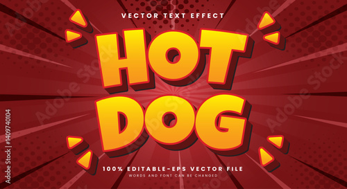 Hotdog 3D editable text effect Template Suitable for fast food Products