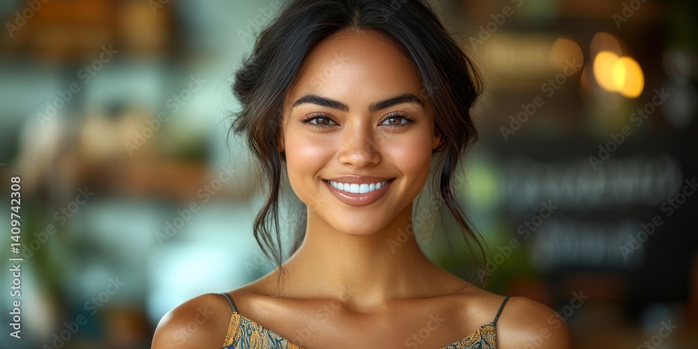 A woman with a smile on her face