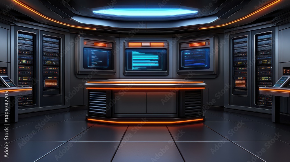 Fototapeta premium Machine learning model training facility data center digital environment high-tech space futuristic concept