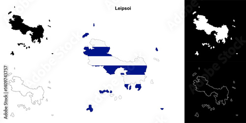 Leipsoi blank outline map set
