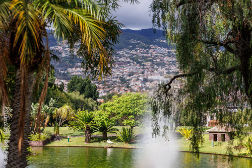 Obraz na płótnie Pond in the middle of Santa Catarina Park in Funchal city, capital of Madeira Island, Portugal w salonie