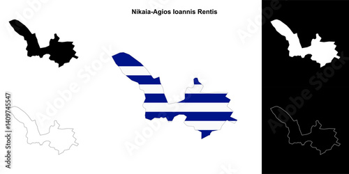 Nikaia-Agios Ioannis Rentis blank outline map set