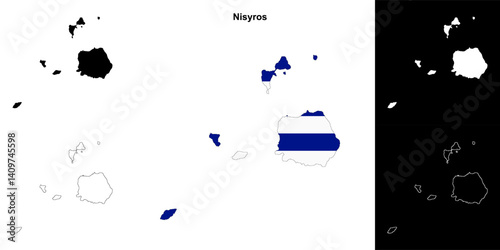 Nisyros blank outline map set