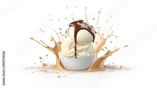 Chocolate Ice Cream Sundae with a Splash of Whipped Cream