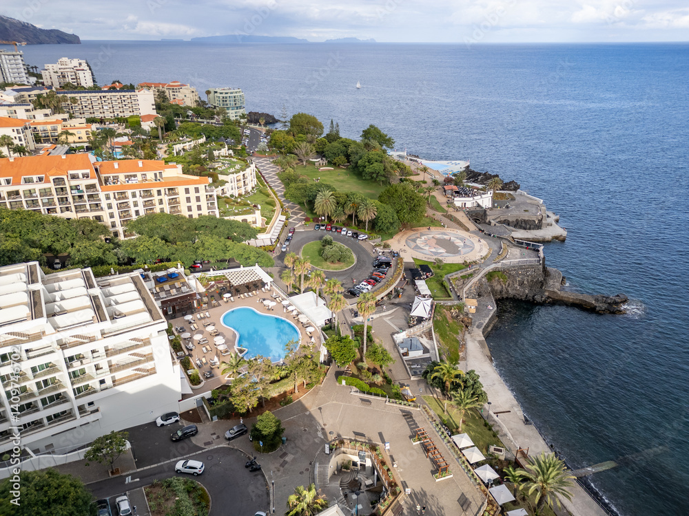 Hotels in Lido area of Funchal city, capital of Madeira Island, Portugal
