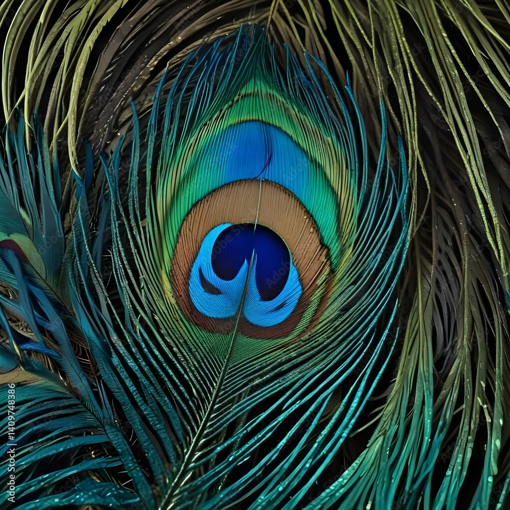 Obraz premium peacock feather close up