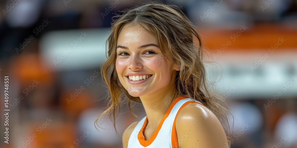 A woman with long brown hair and a smile on her face