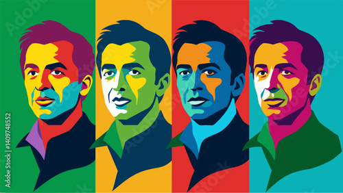 A series of watercolor portraits each face reflecting a different data set and its nuances.. Vector illustration