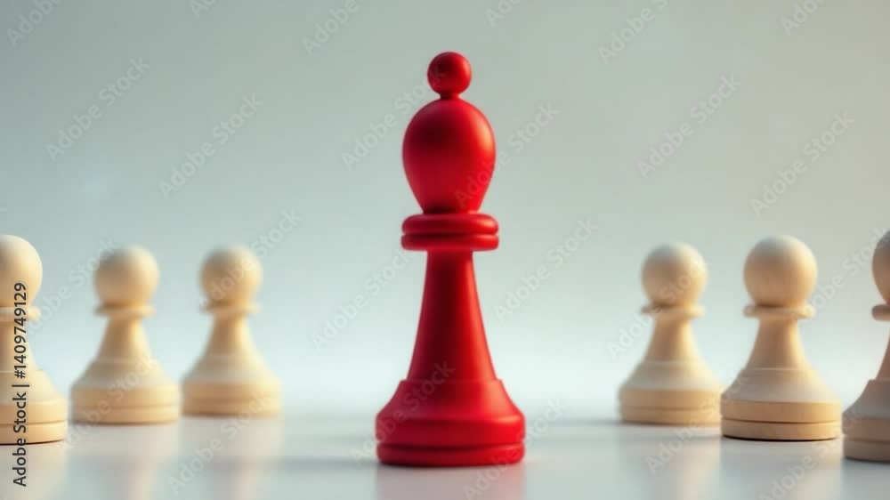 Leadership idea, a red wooden figure stands out with innovative concepts and business leaders' success, team collaboration, talent development, and employee hiring.