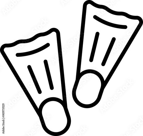 Flippers icon for swimming and diving - Editable Stroke SVG, fully scalable.