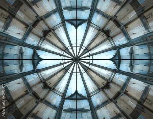 Abstract symmetry of modern ceiling panels. photo