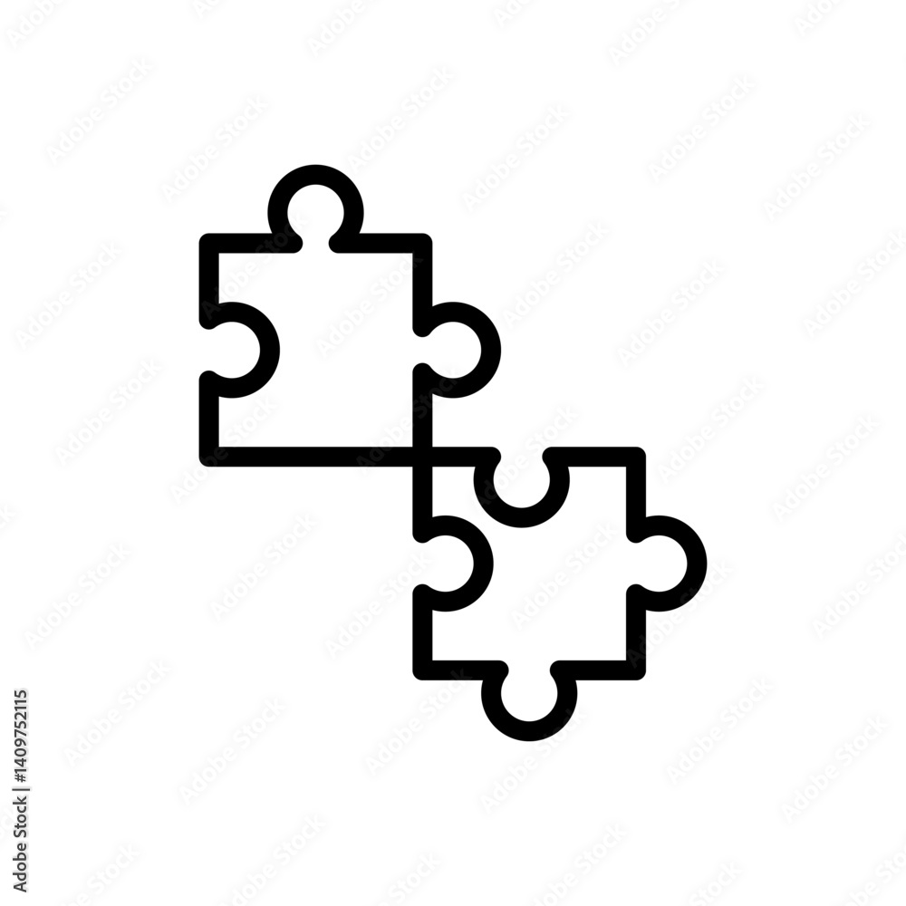 Two puzzle pieces are shown in a black and white image. The puzzle pieces are not connected, but they are close to each other. Concept of separation or disconnection Two puzzle pieces are shown in a black and white image. The puzzle pieces are not connected, but they are close to each other. Concept of separation or disconnection
