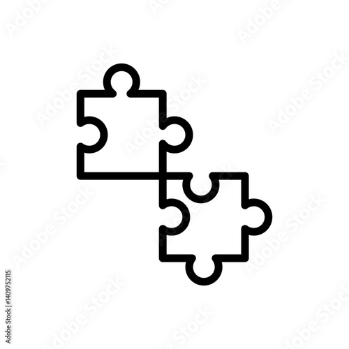 Two puzzle pieces are shown in a black and white image. The puzzle pieces are not connected, but they are close to each other. Concept of separation or disconnection