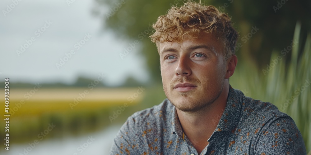 male leadership speaker at a business retreat, wearing a stylish shirt